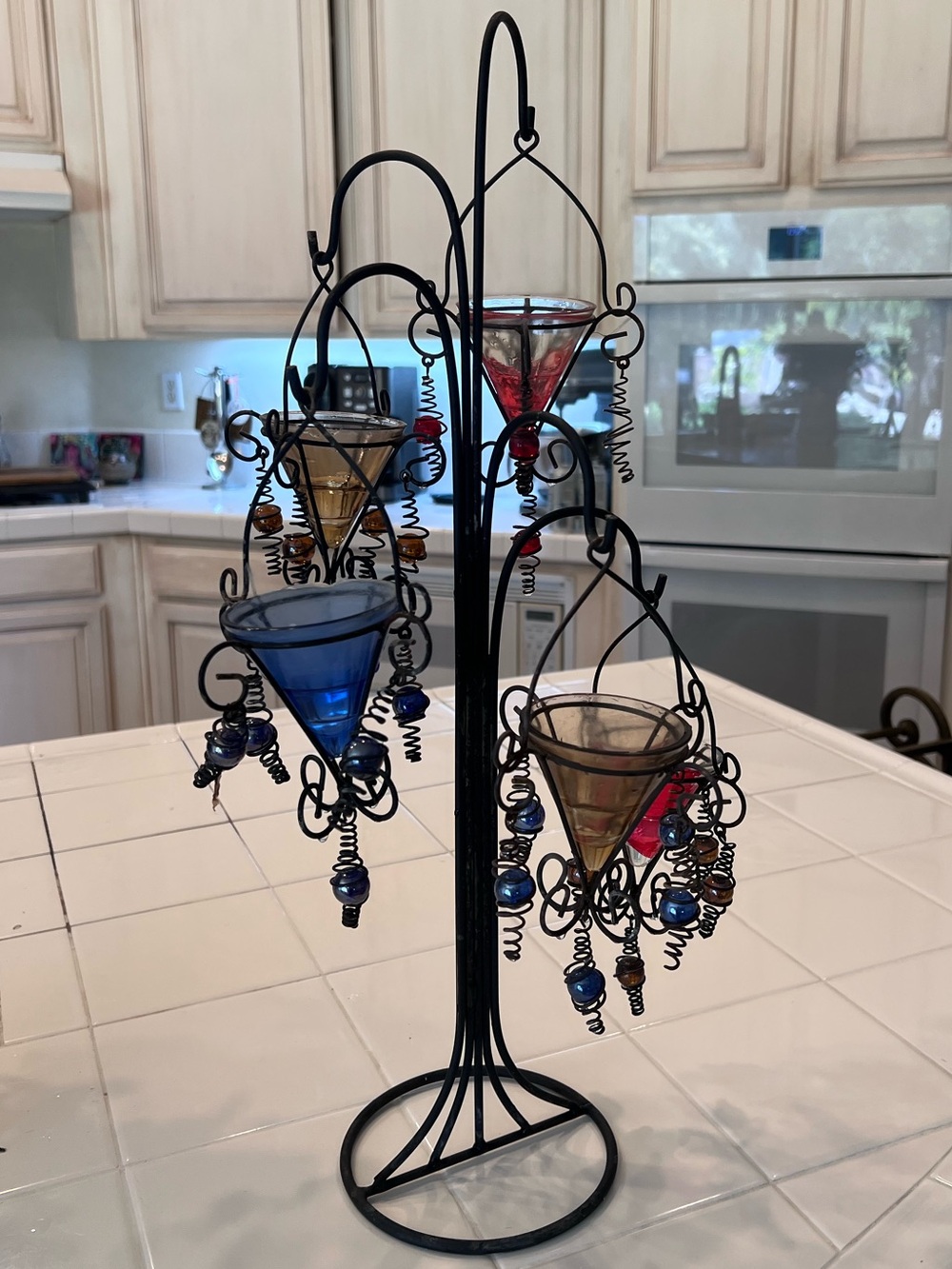 Decorative Hanging Glass Martini Votives - Multicolor - Picture 2 of 2
